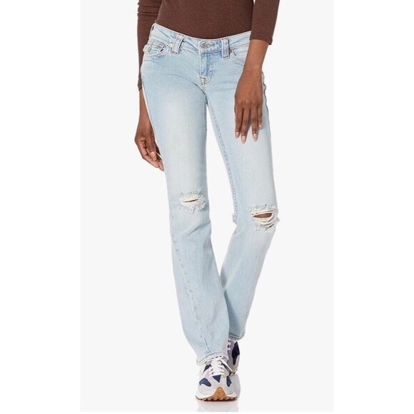 True Religion Women's Joey Low Rise Flare Ombré Zigzag Measures 32” Labeled 29” - Picture 1 of 16